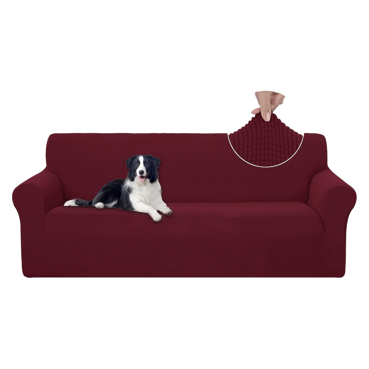 Housse de canapé extensible en polaire jacquard, housse posée