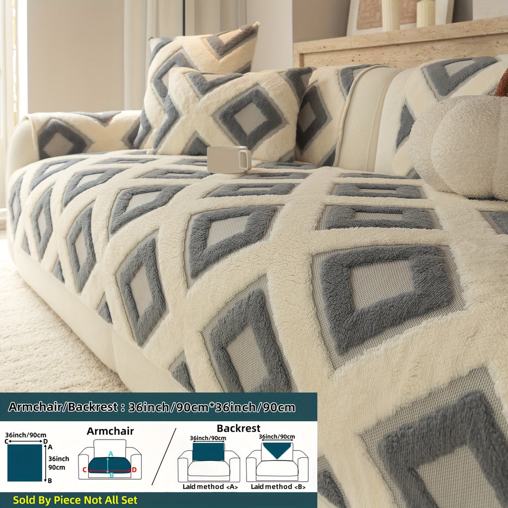 Housse de coussin en velours matelassée antidérapante à housses séparées, détail de la finition