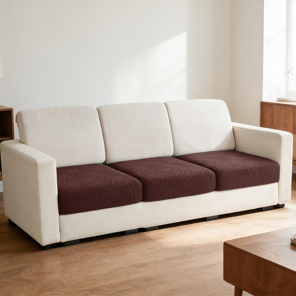 Housse de canapé extensible en polaire jacquard à motif géométrique, autre coloris