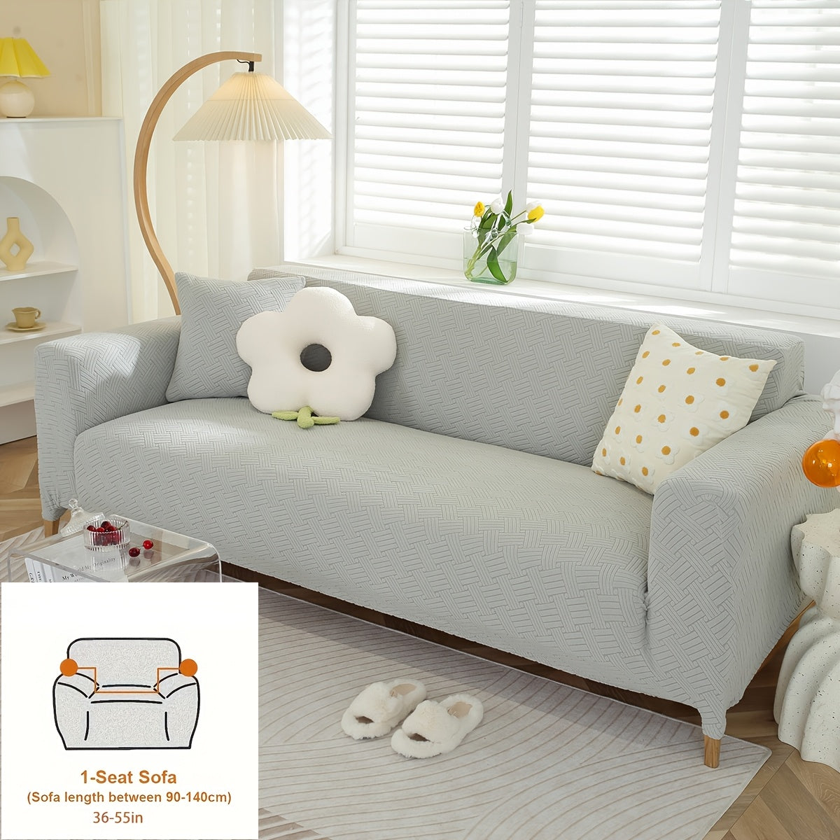 Housse de canapé épaisse extensible en polaire jacquard d'esprit vintage, autre coloris
