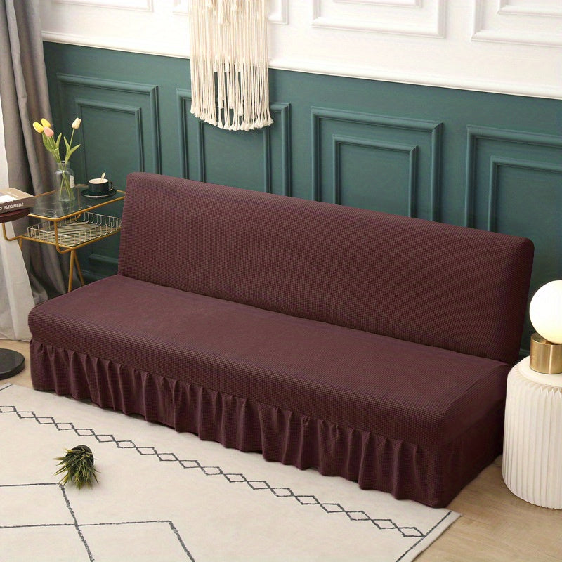 Housse de canapé extensible en velours côtelé à volants, vue d'ensemble