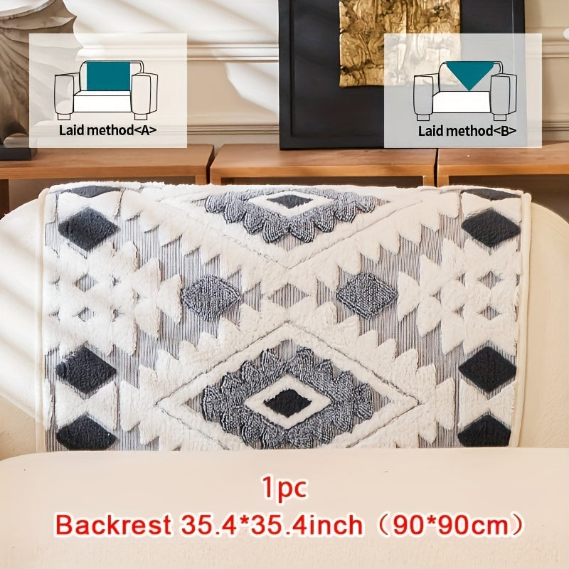 Housse de canapé d'angle en velours jacquard, détail de l'ourlet