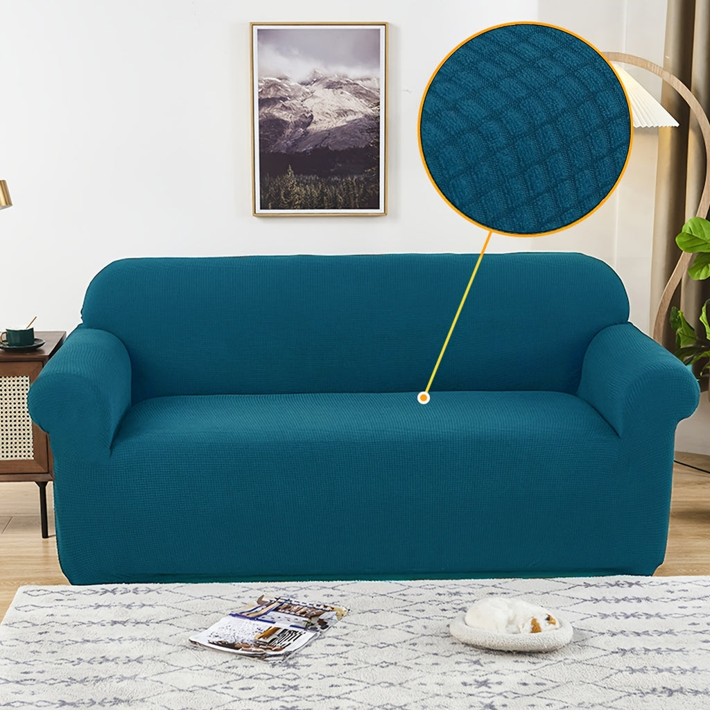 Housse de canapé épaisse extensible en polaire jacquard, vue de dos