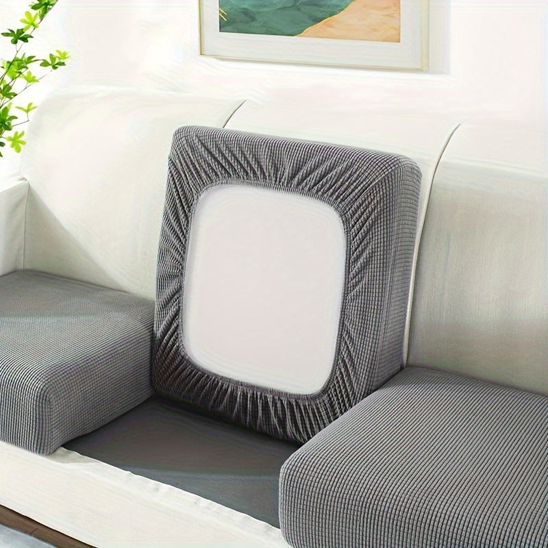 Housse de canapé épaisse extensible en polaire jacquard à housses séparées, vue d'ensemble