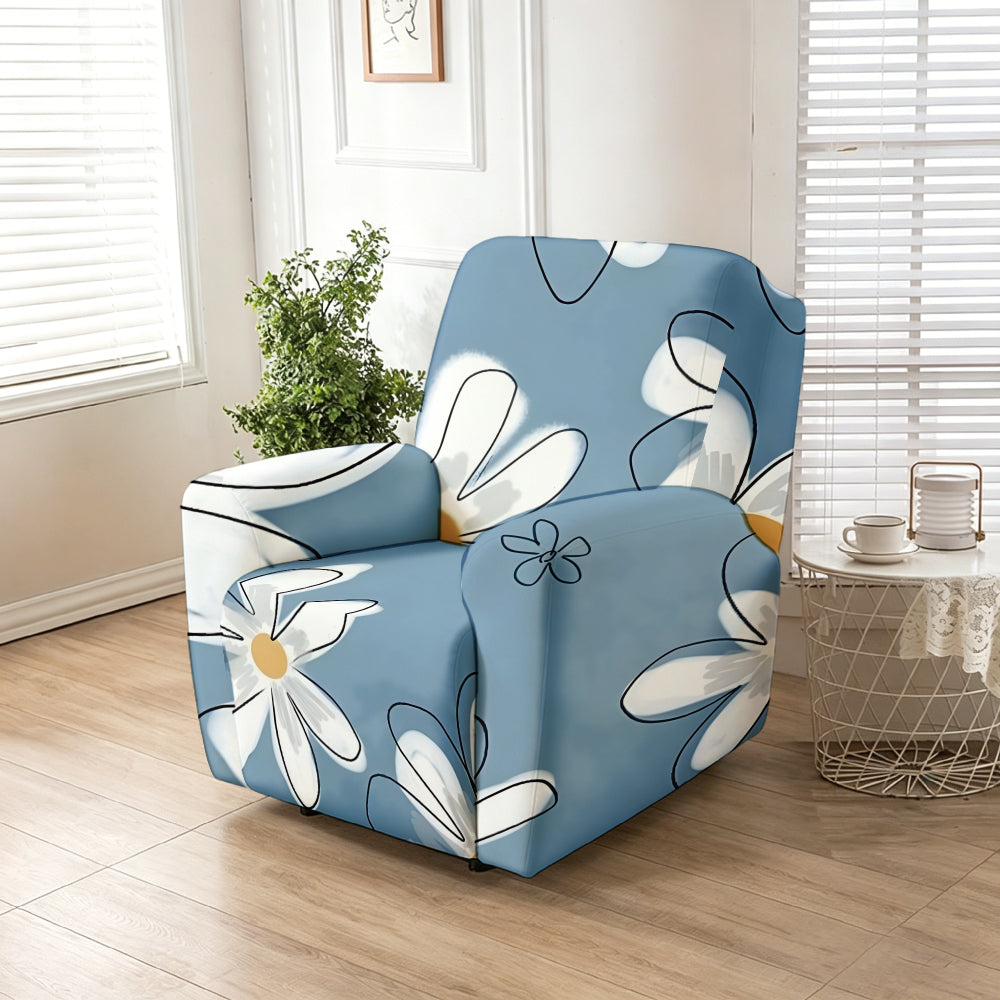 Housse de fauteuil extensible en fibre de lait matelassée à motif géométrique, mise en situation