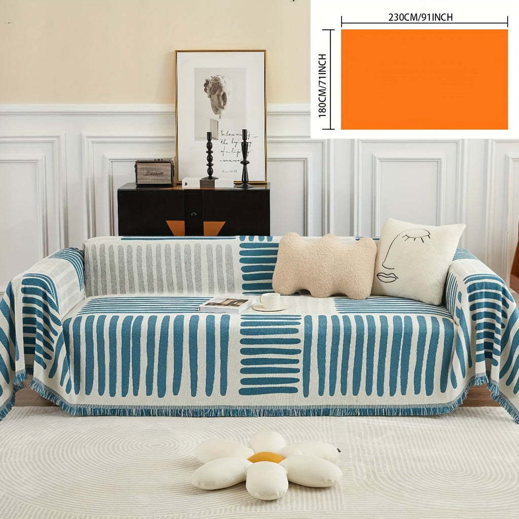Housse de canapé en chenille à motif géométrique, tissu de 350 à 400 g/m²