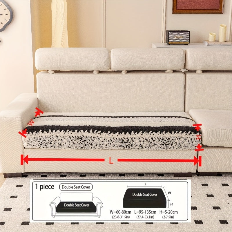 Housse de canapé extensible en velours antidérapante d'esprit vintage, vue d'ensemble
