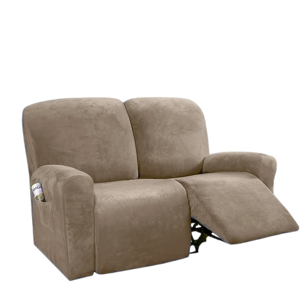 Housse de canapé extensible en velours matelassée, détail de l'ourlet