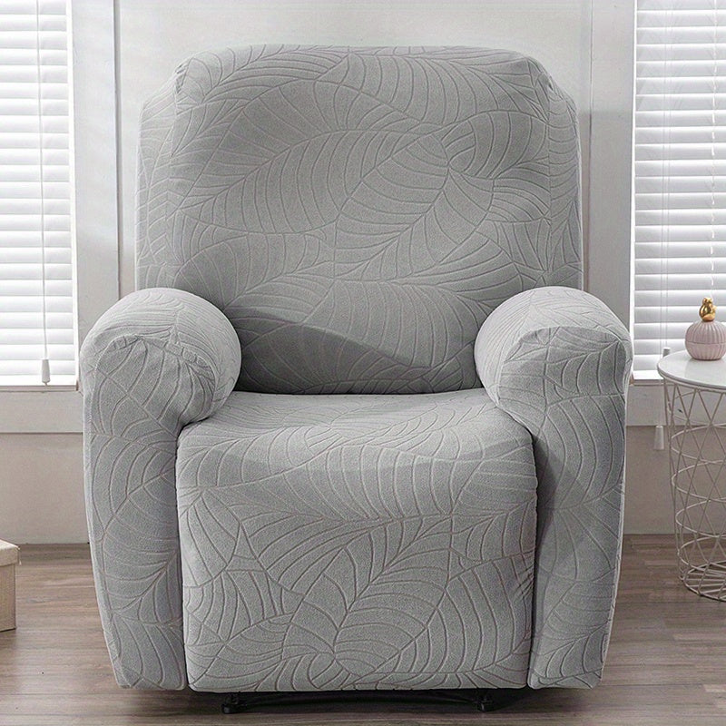 Housse de canapé épaisse extensible en polaire jacquard à motif feuillage, mise en situation