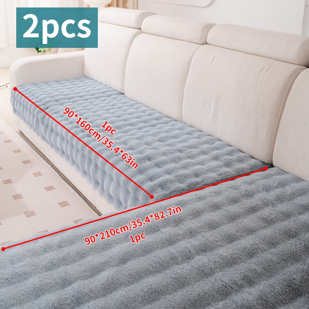 Housse de canapé en peluche antidérapante à housses séparées — détail de la matière : peluche