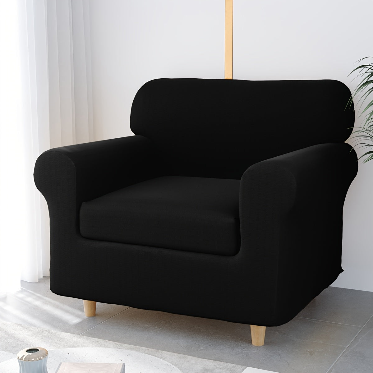 Housse de canapé extensible en fibre de lait à housses séparées, gros plan sur le tissu