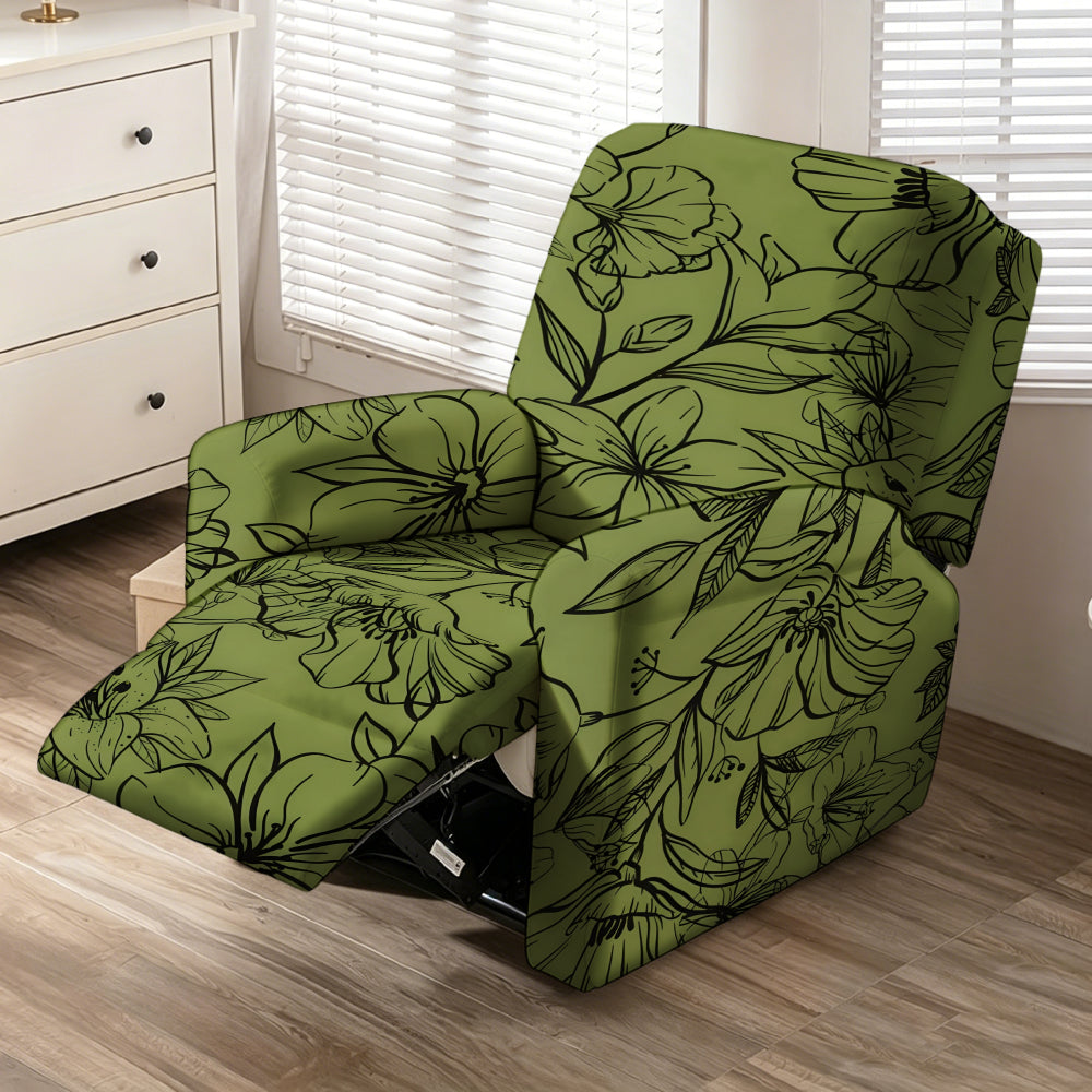 Housse de fauteuil extensible en fibre de lait matelassée à motif fleuri, mise en situation