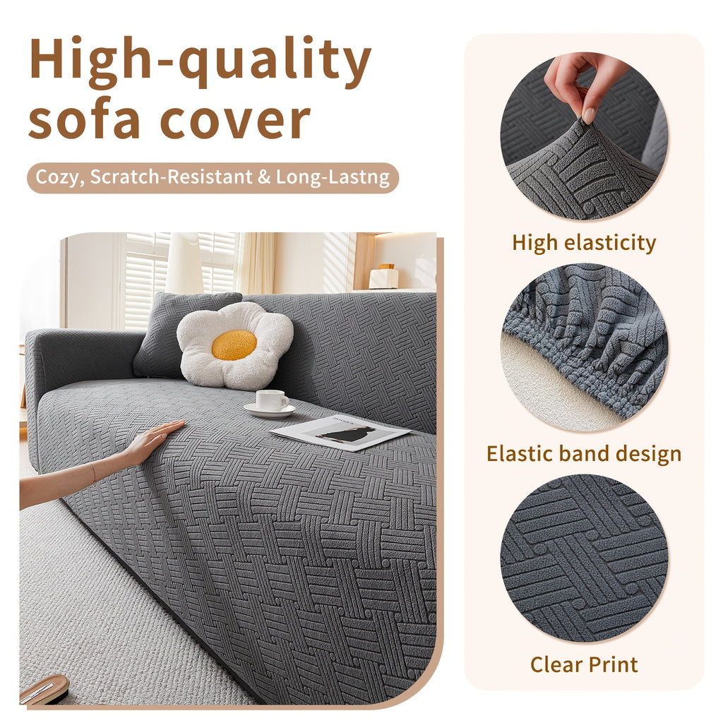 Housse de canapé épaisse extensible en polaire jacquard, visuel produit