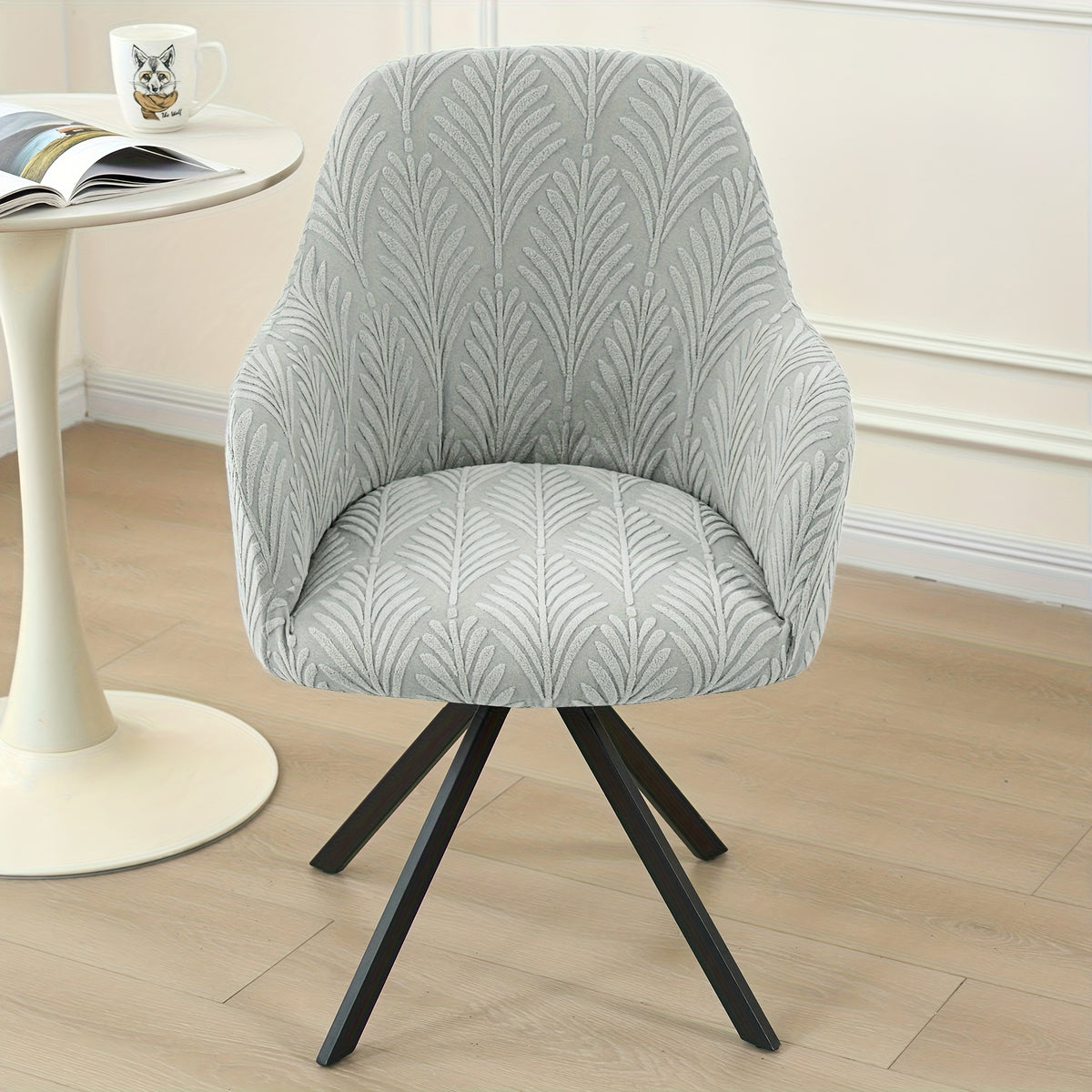 Housse de chaise extensible en polaire jacquard, détail de la finition