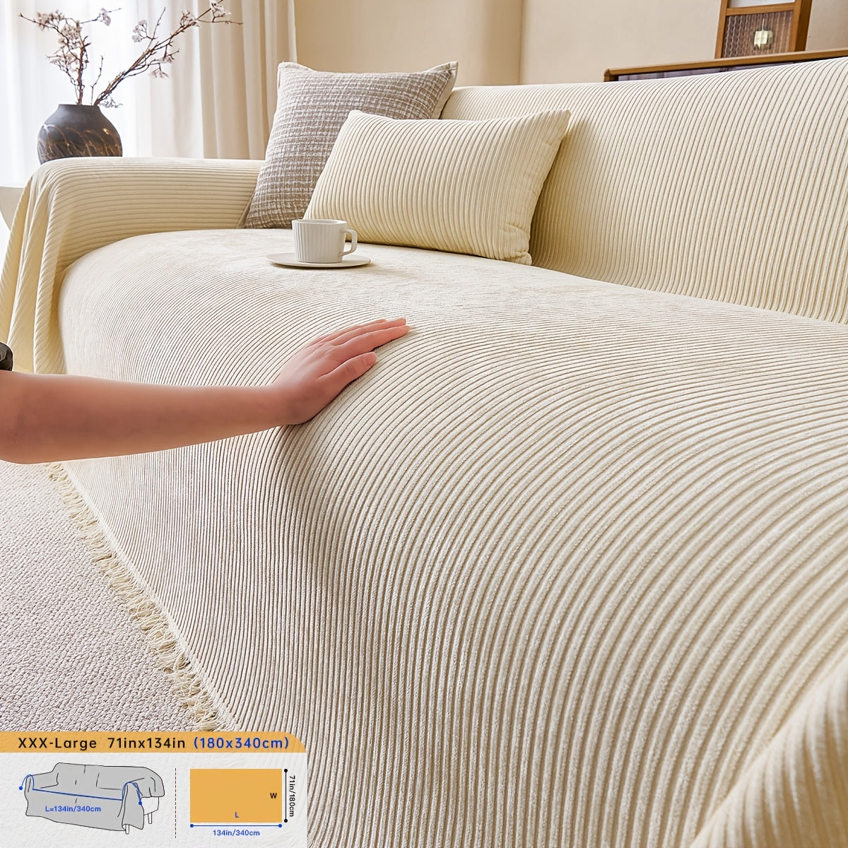 Housse de coussin épaisse en chenille, housse posée