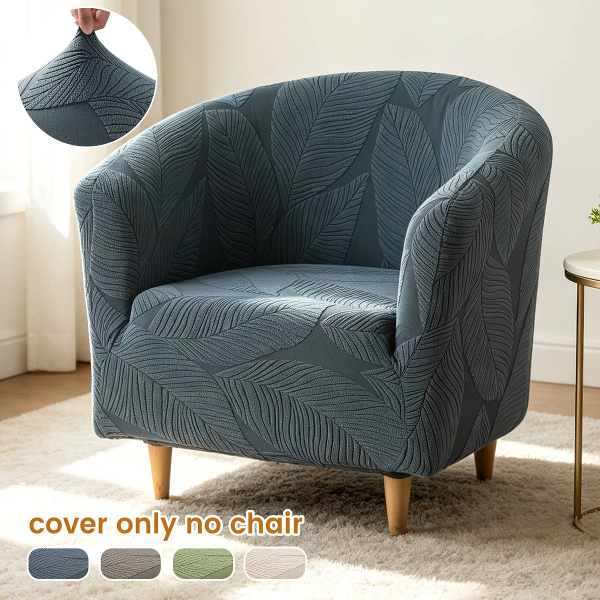 Housse de canapé extensible en polaire jacquard à motif feuillage — détail de la matière : polaire