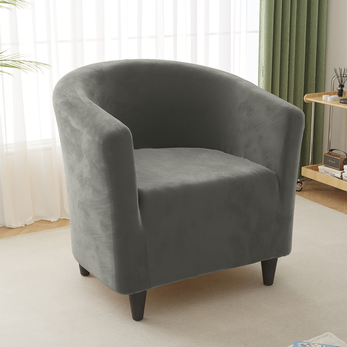 Housse de canapé épaisse extensible en velours pour fauteuil, compatible fauteuil Image