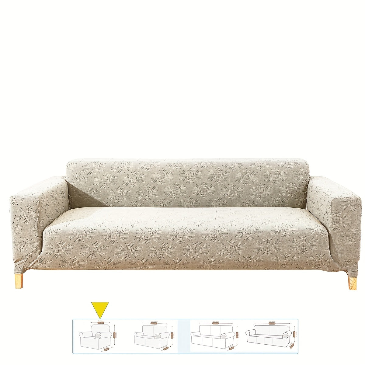 Housse de canapé épaisse extensible en polaire jacquard anti-griffes, détail de la finition