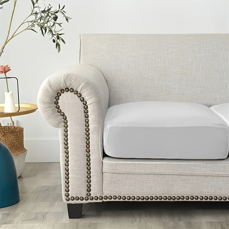 Housse de coussin extensible en velours pour fauteuil, détail de l'ourlet
