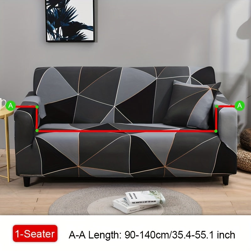 Housse de canapé légère extensible en fibre de lait à motif géométrique Image