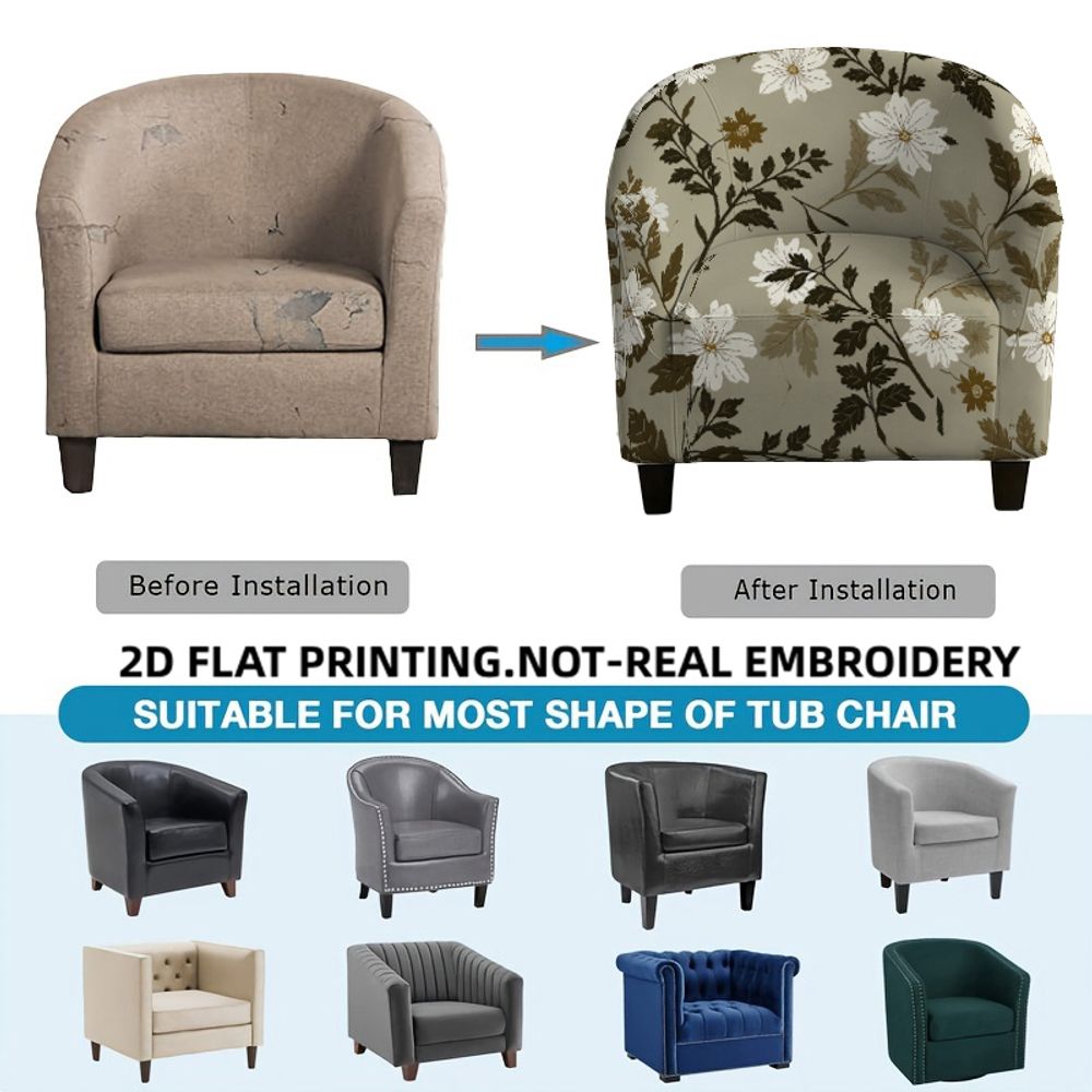 Housse de fauteuil extensible en fibre de lait imprimée au dessin Art déco — détail de la matière : fibre de lait Image
