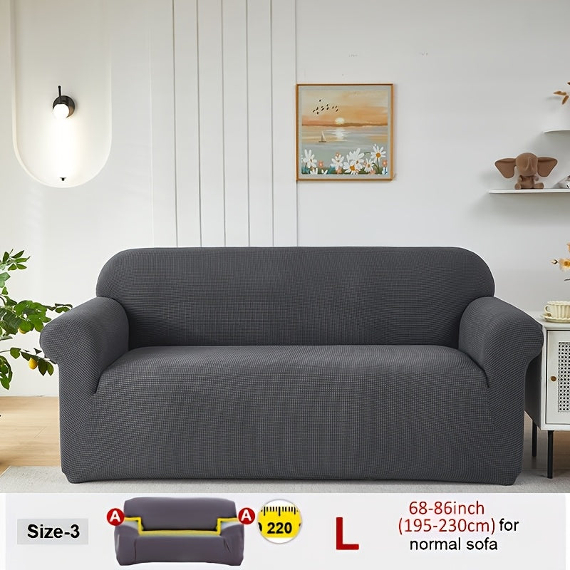 Housse de canapé extensible en velours côtelé jacquard, housse posée