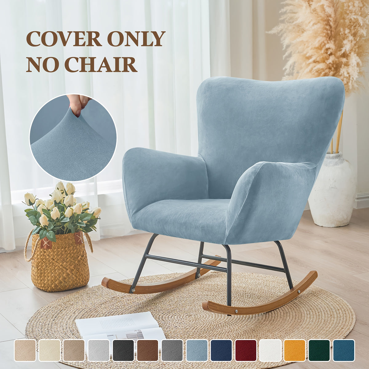 Housse de fauteuil extensible en velours pour fauteuil — détail de la matière : velours