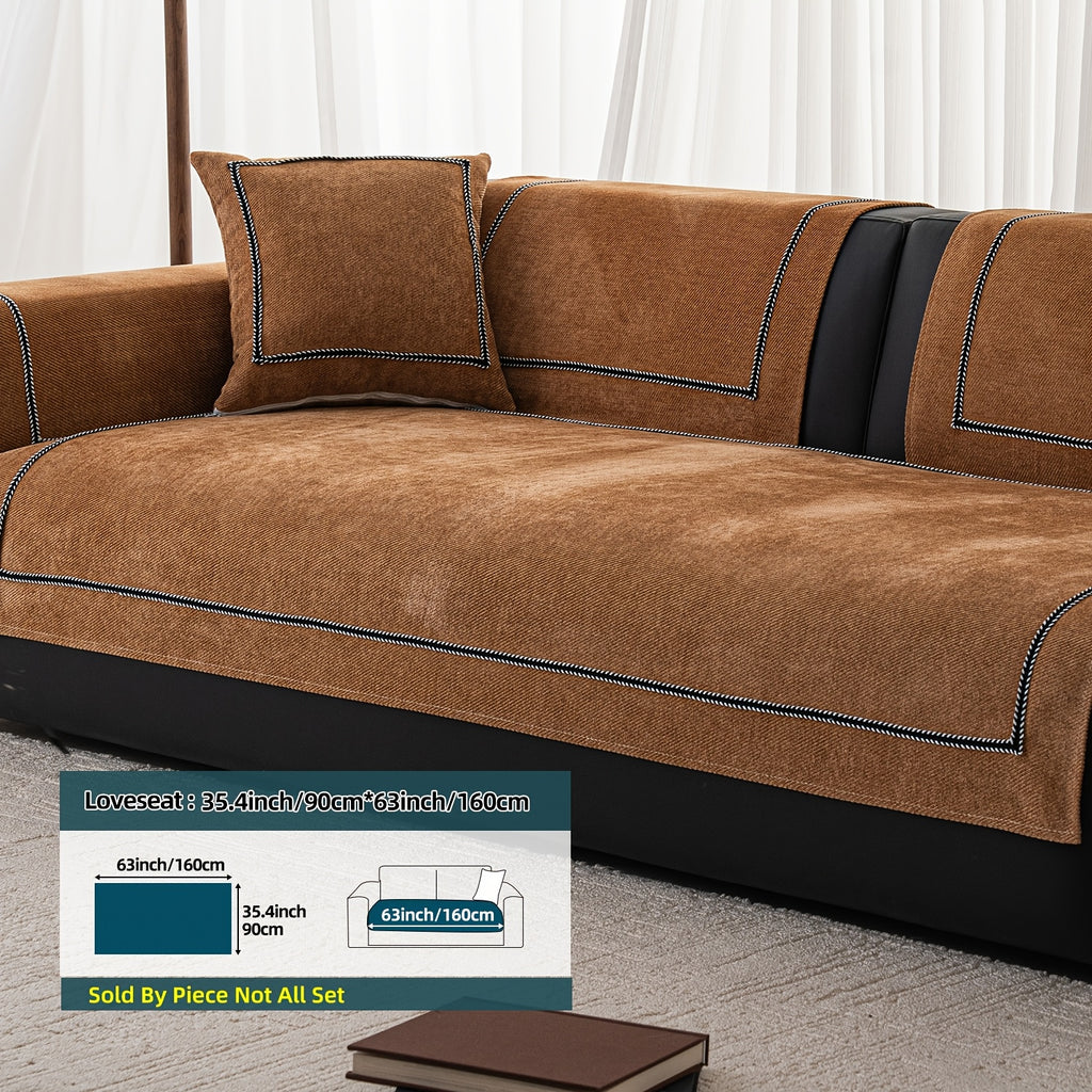 Housse de coussin épaisse en chenille en fils teints antidérapante à housses, visuel produit