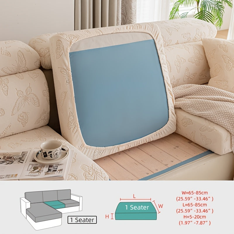 Housse de canapé extensible en polaire jacquard à rayures d'esprit bohème — détail de la matière : polaire