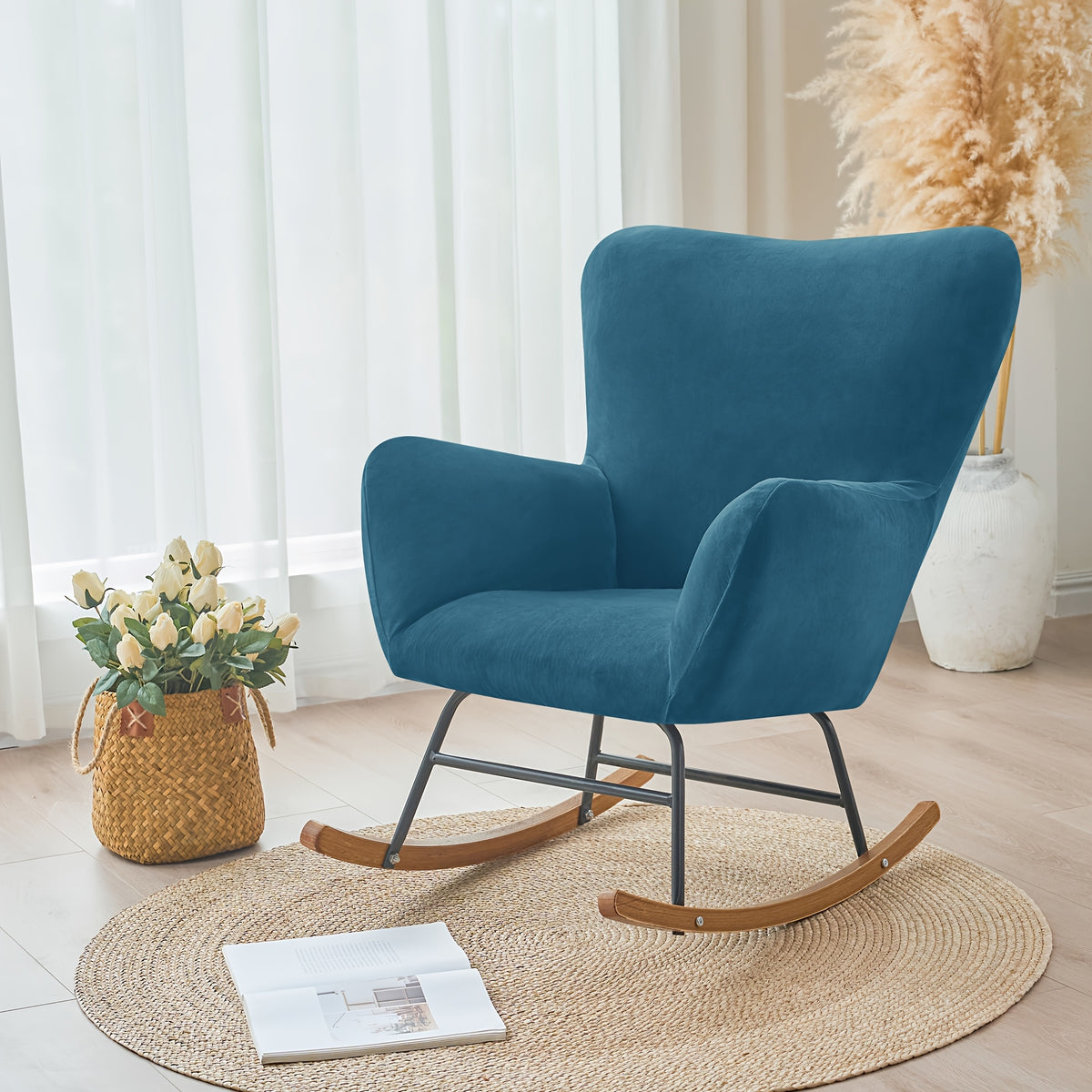 Housse de fauteuil extensible en velours pour fauteuil, housse posée