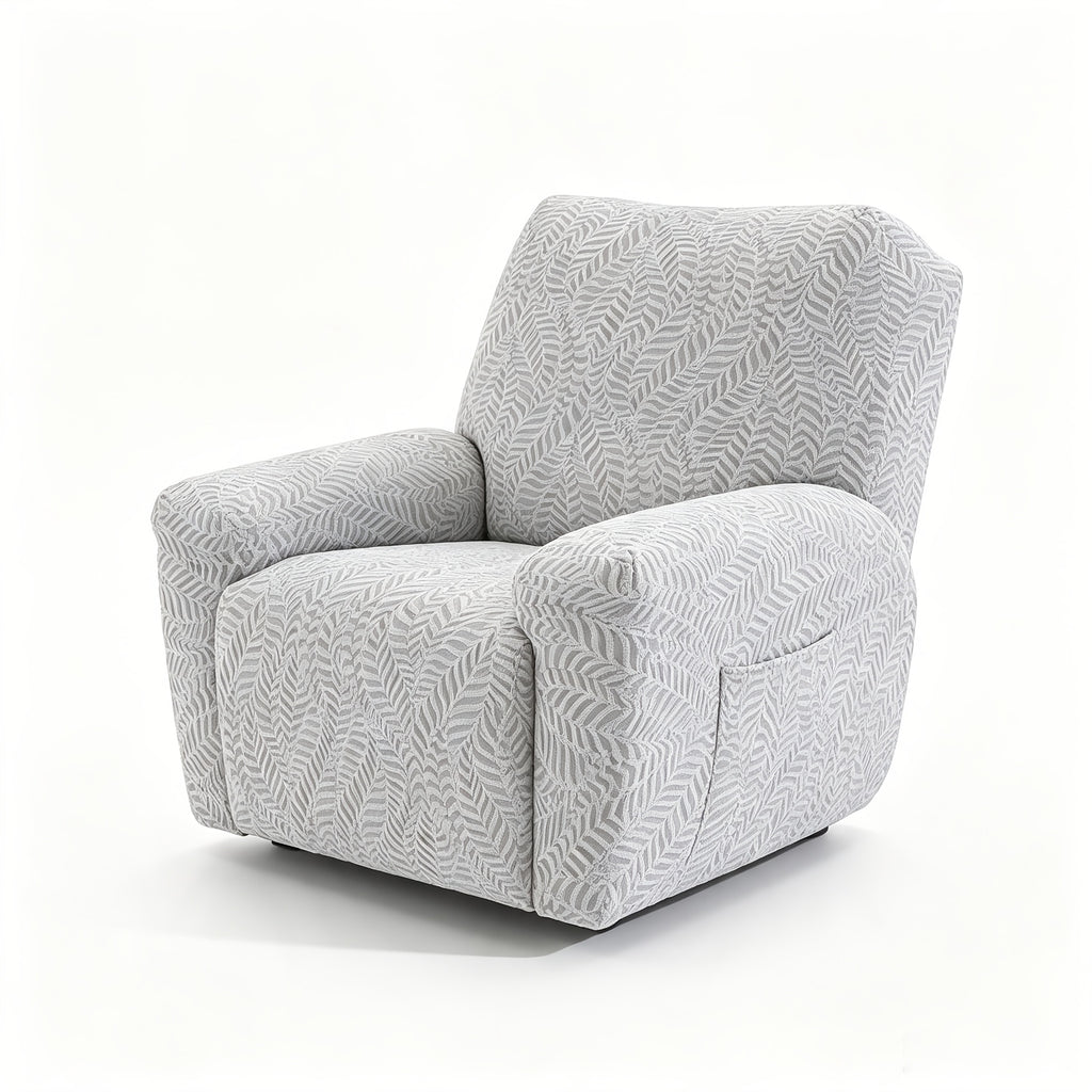 Housse de fauteuil extensible en polaire jacquard anti-griffes, détail de la finition