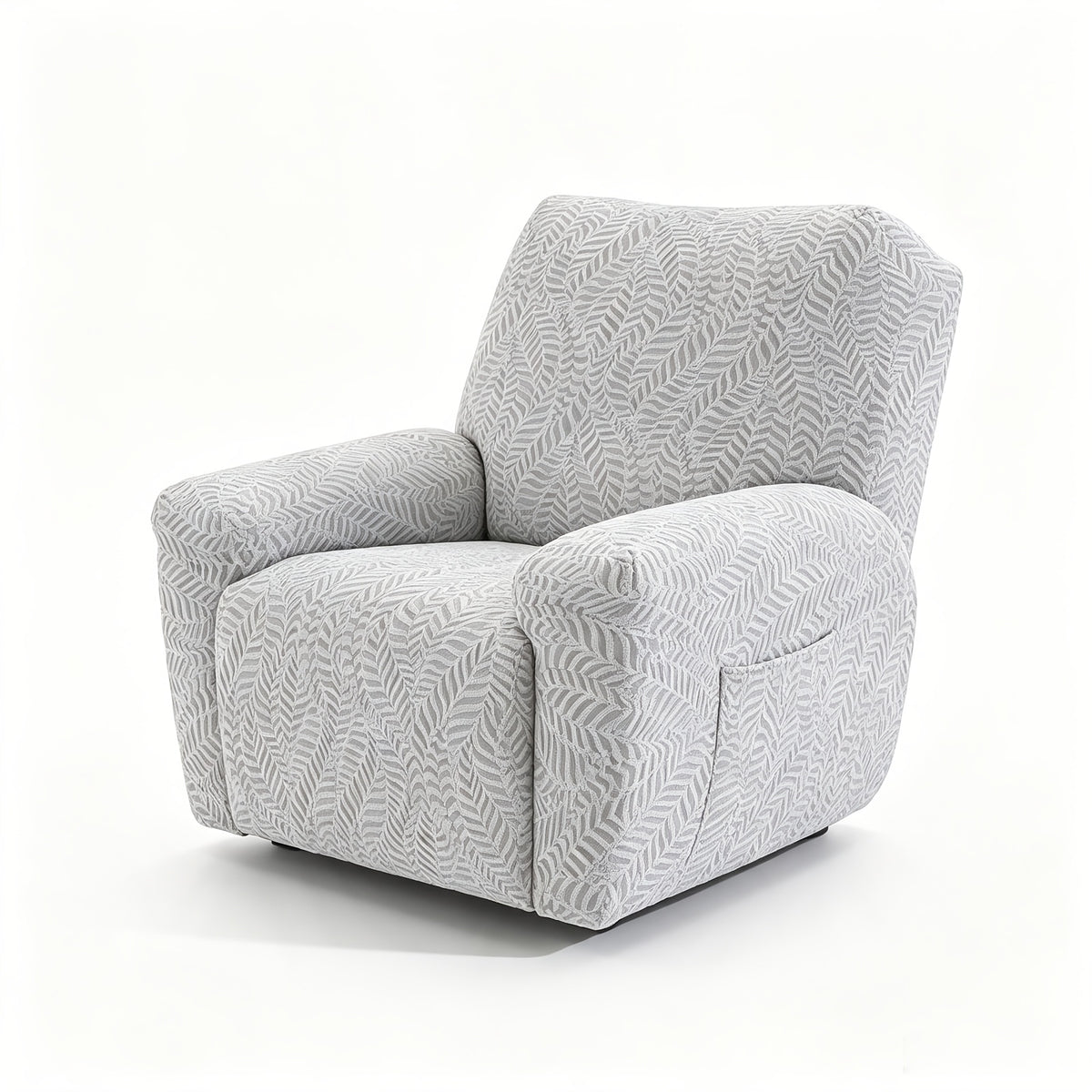 Housse de fauteuil extensible en polaire jacquard anti-griffes, détail de la finition