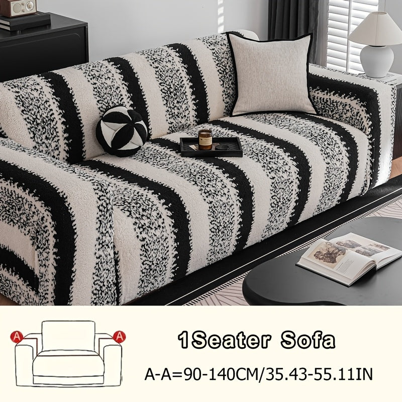 Housse de canapé en velours jacquard à motif zébré antidérapante
