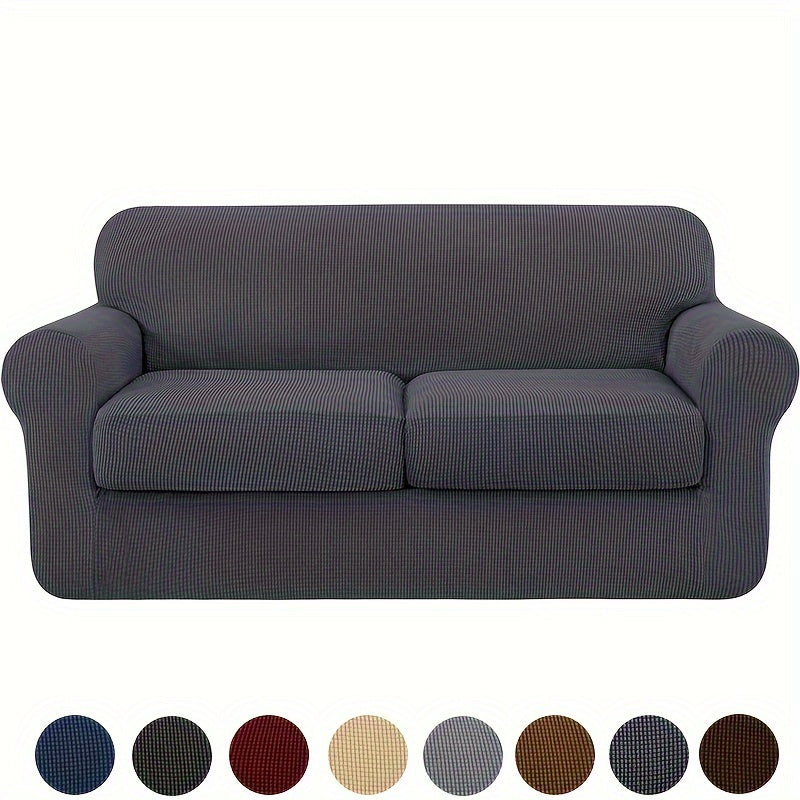 Housse de canapé épaisse extensible en polaire jacquard antidérapante, visuel produit