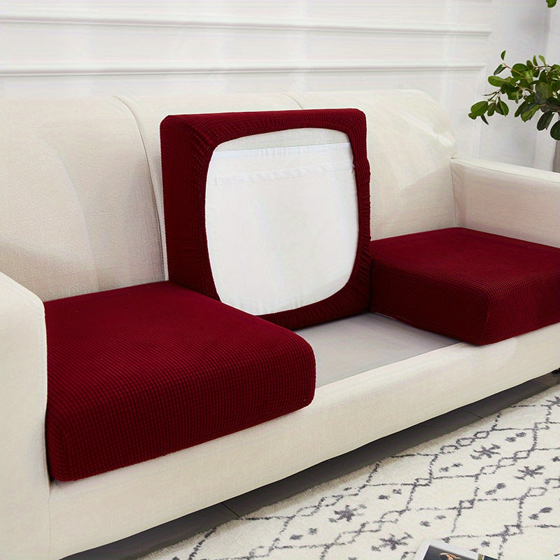 Housse de coussin extensible en polaire matelassée, vue de dos