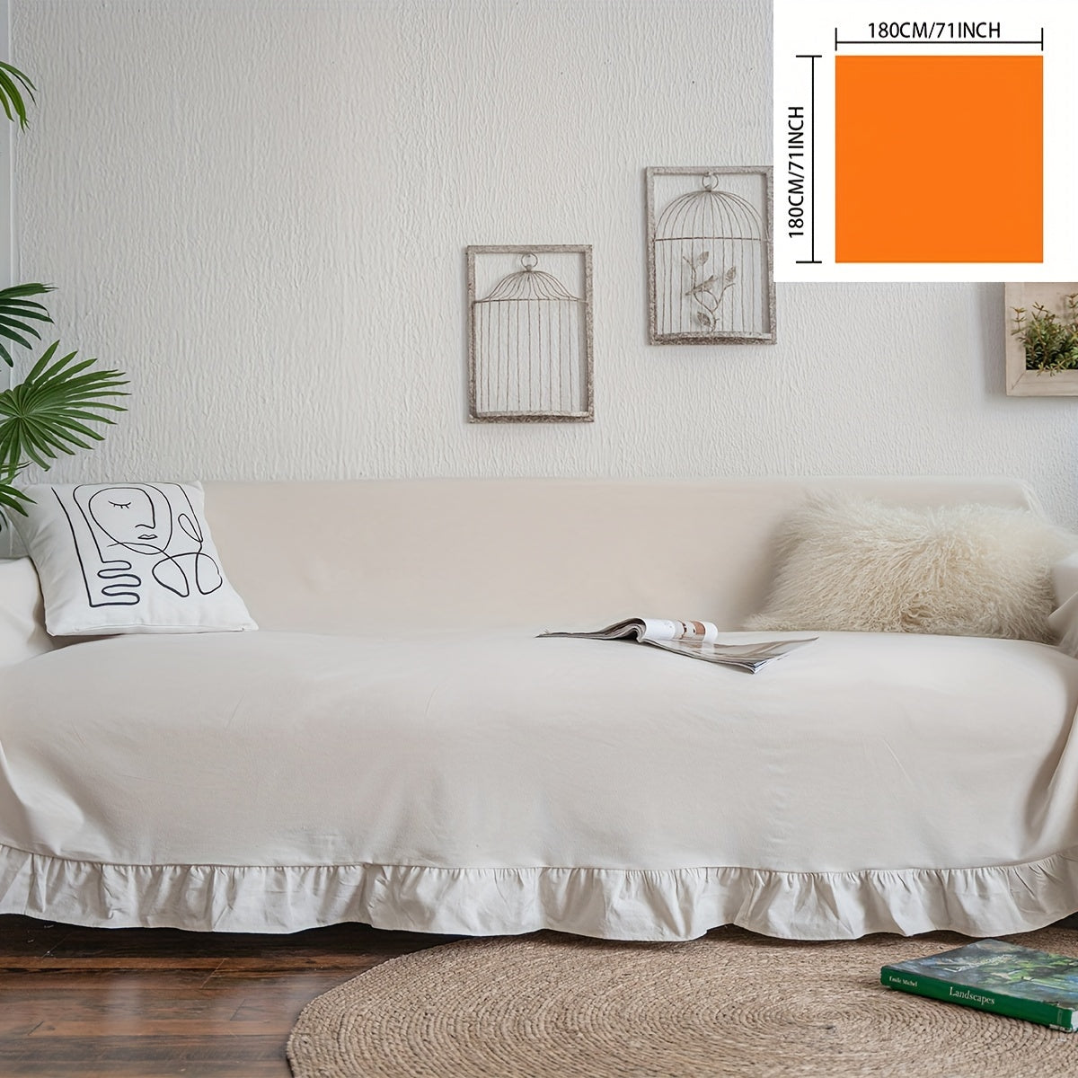 Housse de canapé en jacquard anti-griffes d'esprit vintage — détail de la matière : jacquard