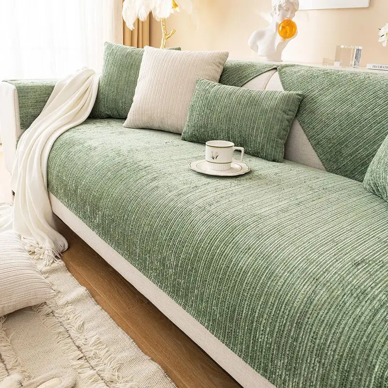 Housse de canapé, gros plan sur le tissu