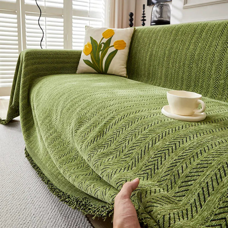 Housse de canapé, gros plan sur le tissu