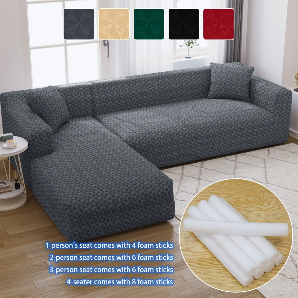 Housse de canapé épaisse extensible en polaire jacquard à housses séparées, gros plan sur le tissu