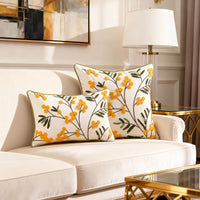 Housse de coussin en polyester à motif fleuri à fermeture éclair