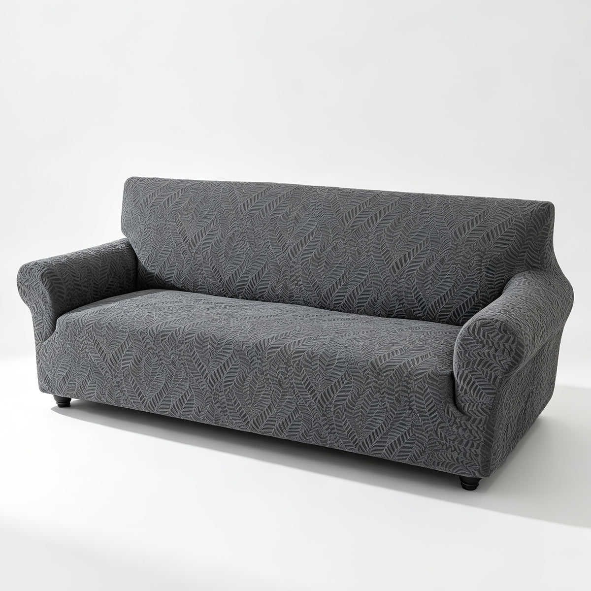 Housse de canapé extensible en polaire jacquard à motif feuillage anti-griffes, tissu de 180 à 200 g/m²