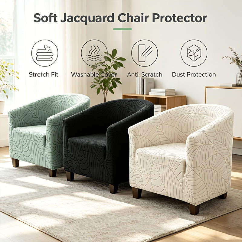 Housse de chaise en polaire jacquard à motif feuillage avec poche de rangement, vue d'ensemble