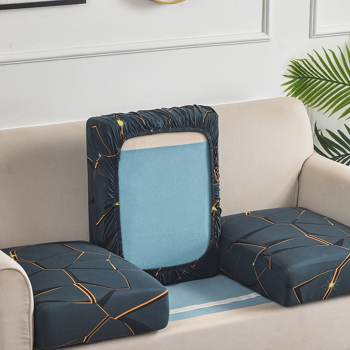 Housse de canapé extensible en fibre de lait à motif géométrique pour canapé, tissu de 100 à 120 g/m²
