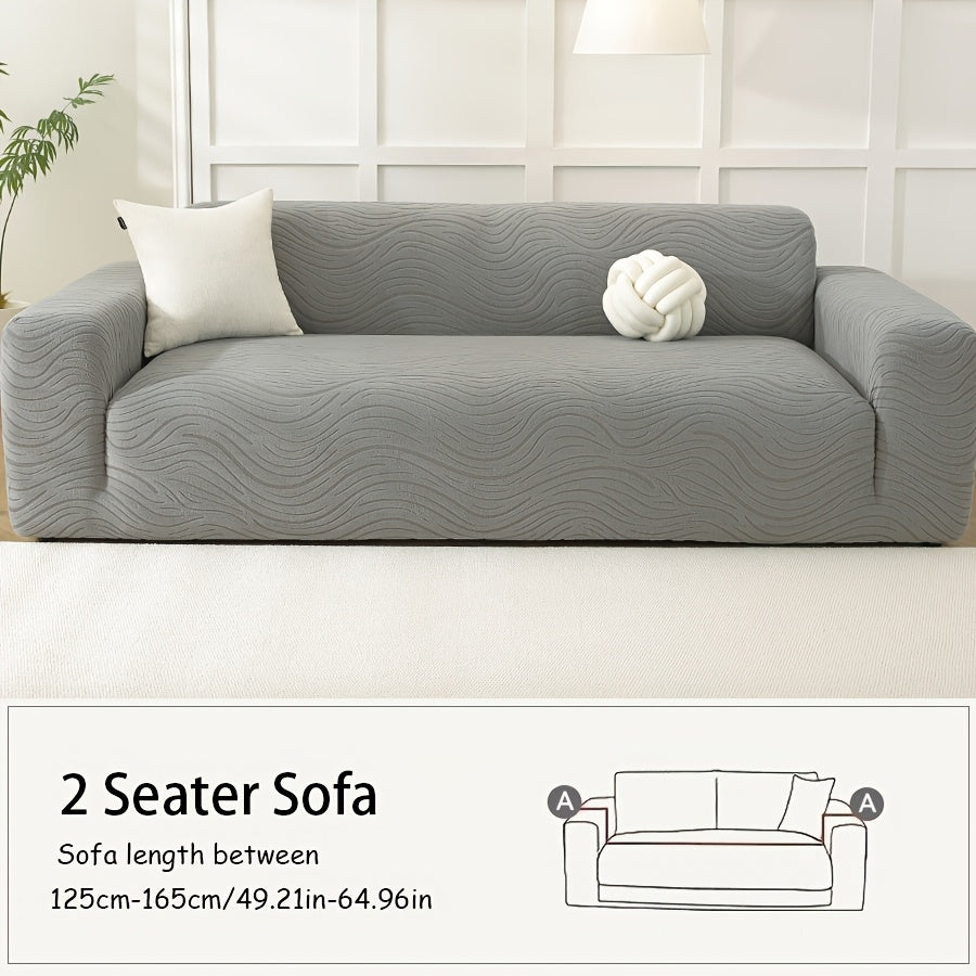 Housse de canapé extensible en polaire à motif vagues, détail de la finition