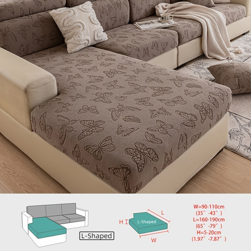 Housse de canapé extensible en polaire jacquard à rayures d'esprit bohème, détail de la finition