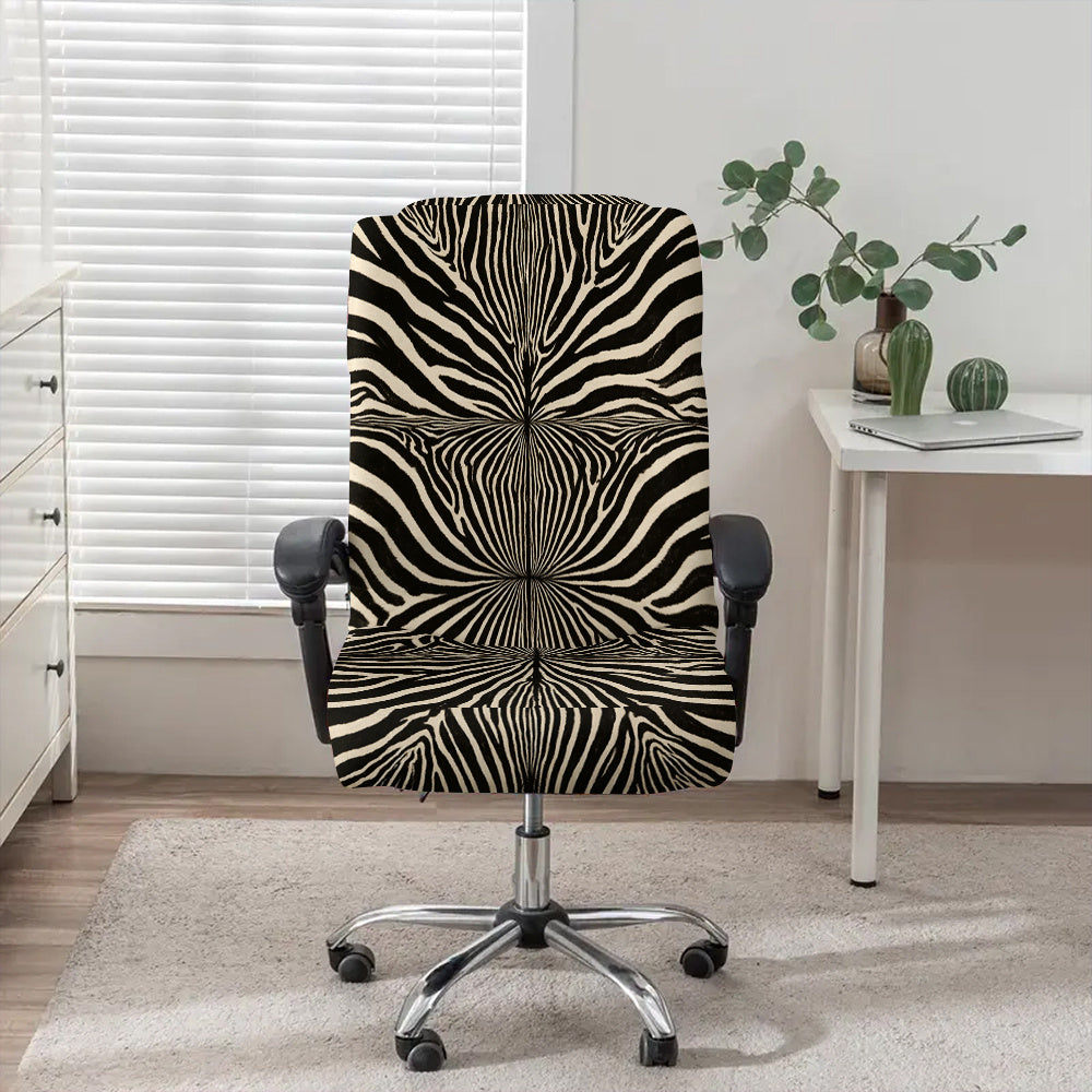 Housse de chaise extensible en fibre de lait à motif zébré, vue d'ensemble