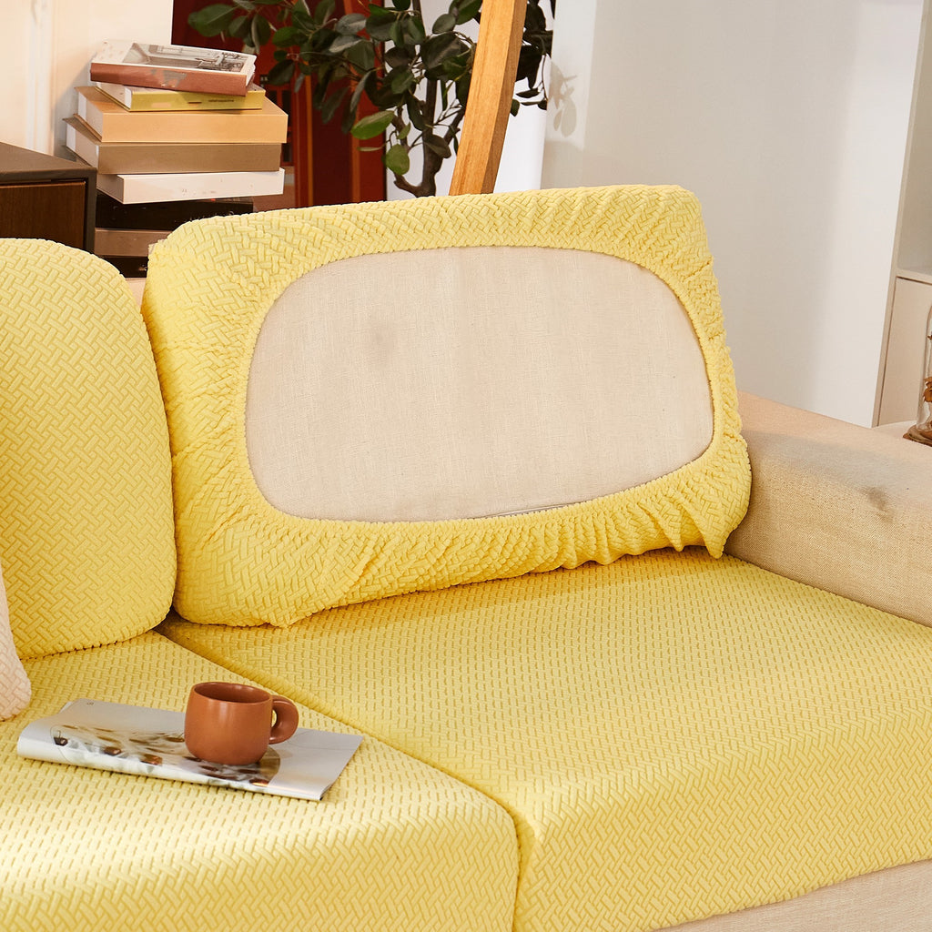 Housse de coussin extensible en polaire jacquard, visuel produit