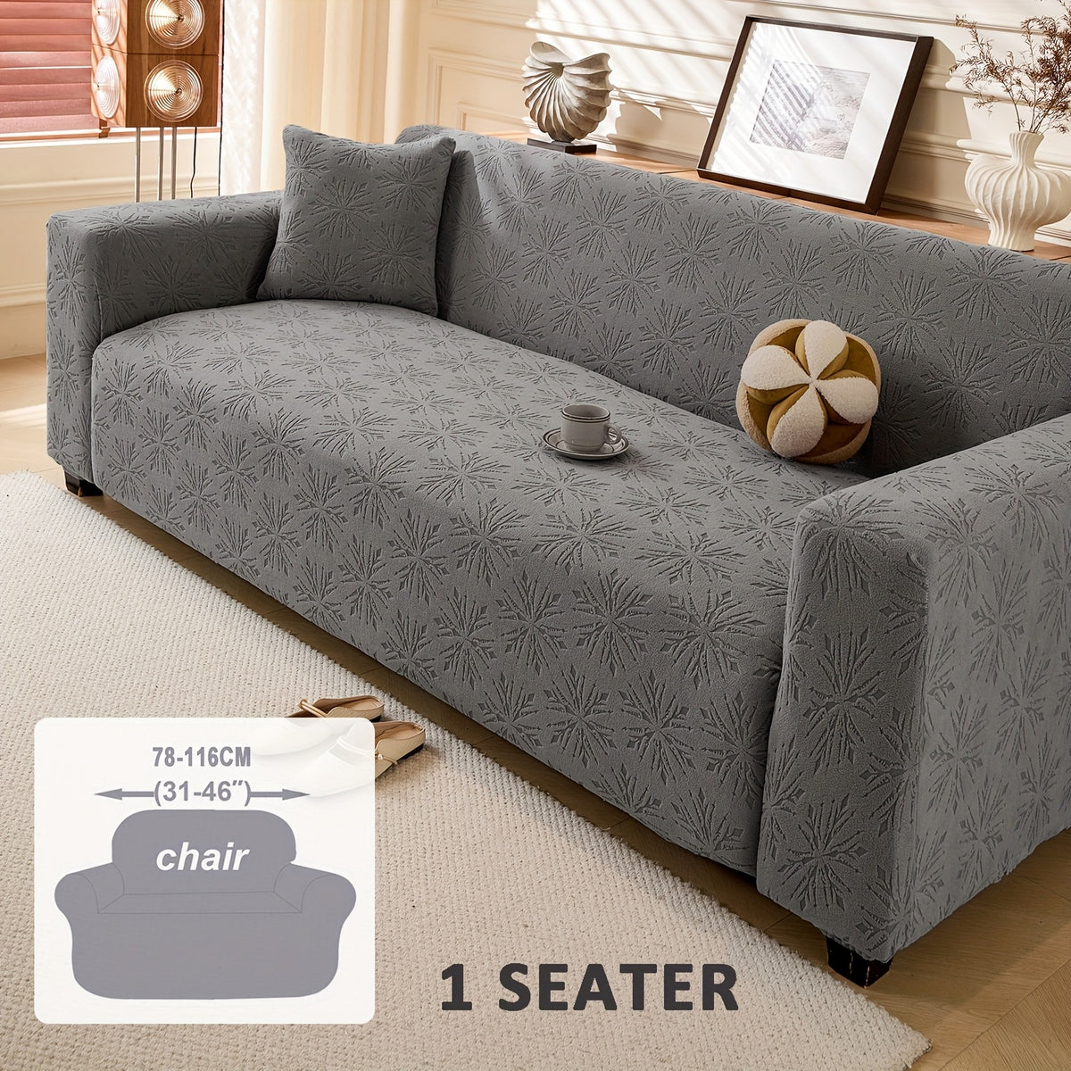 Housse de canapé extensible en polaire jacquard antidérapante d'esprit bohème, autre coloris