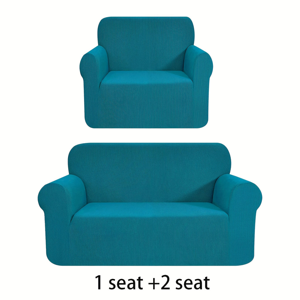 Housse de canapé extensible en polaire jacquard anti-griffes, gros plan sur le tissu