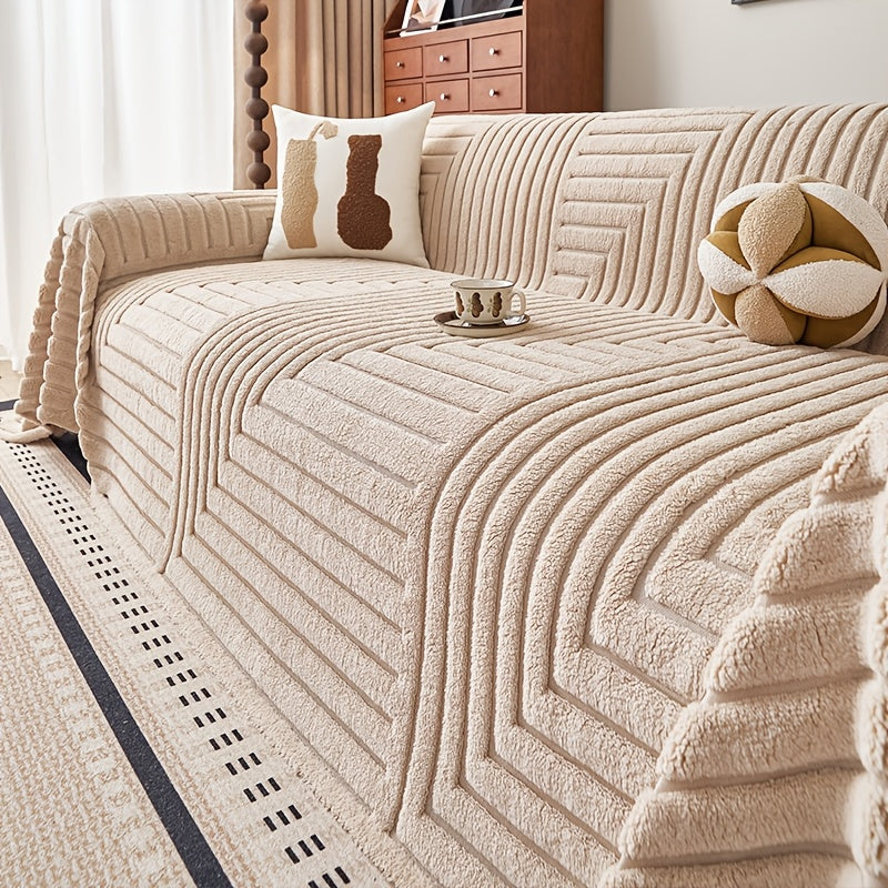 1 Housse de canapé confortable en velours pelu